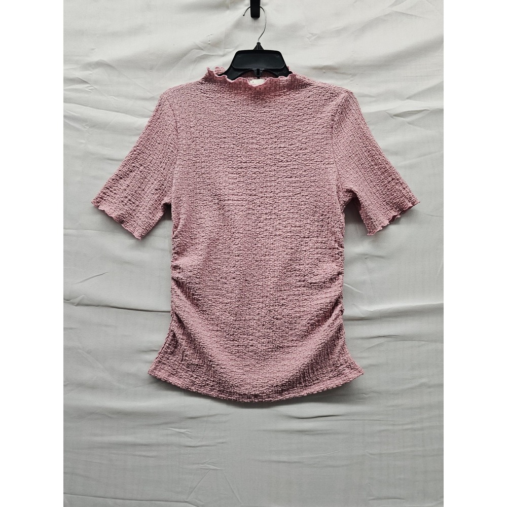 A New Day Womens Mock Neck Short Sleeve Top Pink Polyester Casual Size Medium